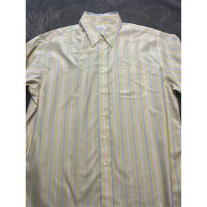 Brooks‎ Brothers Original Polo Shirt Yellow Striped Button Down Men's L